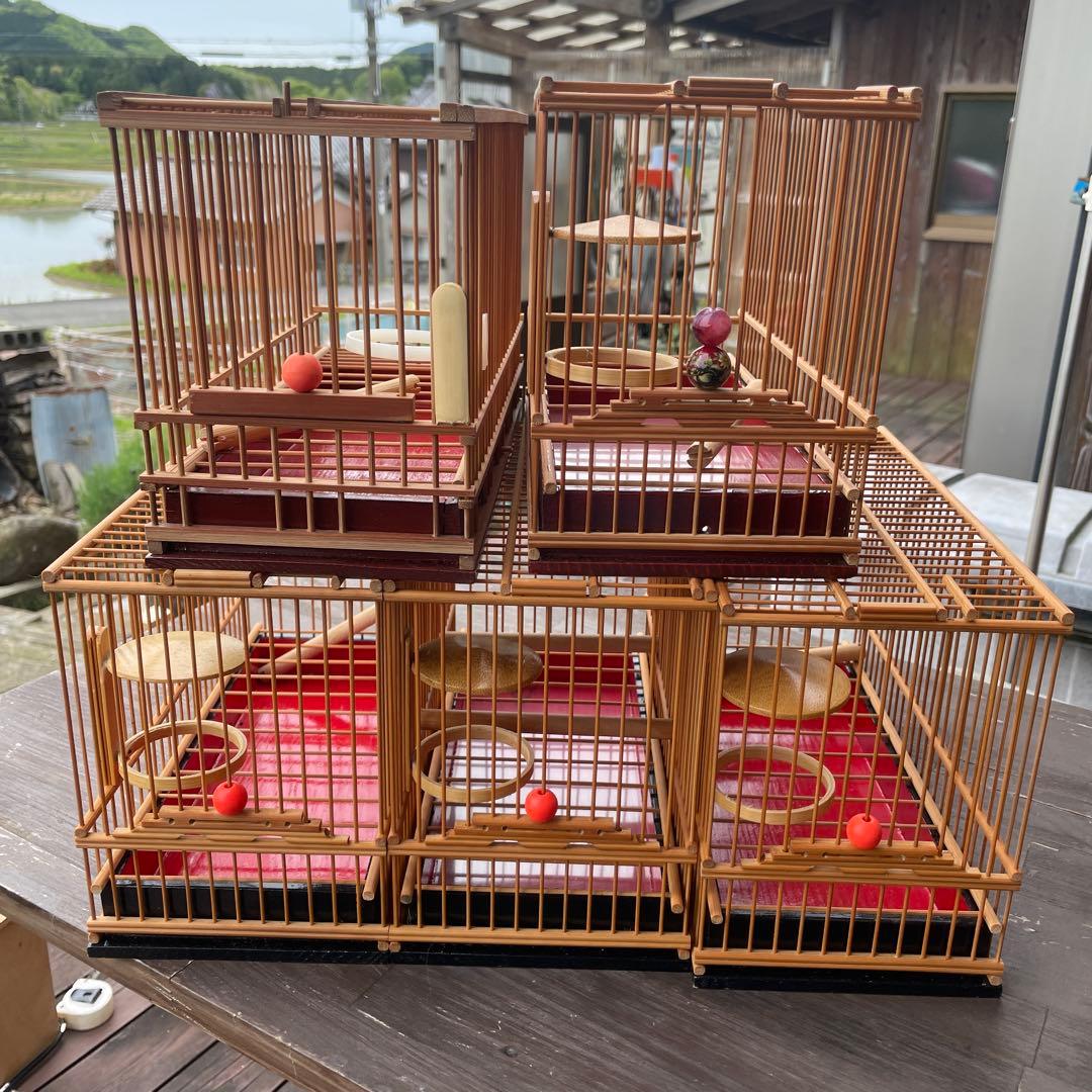 竹製 鳥かご 重ねられるデザイン