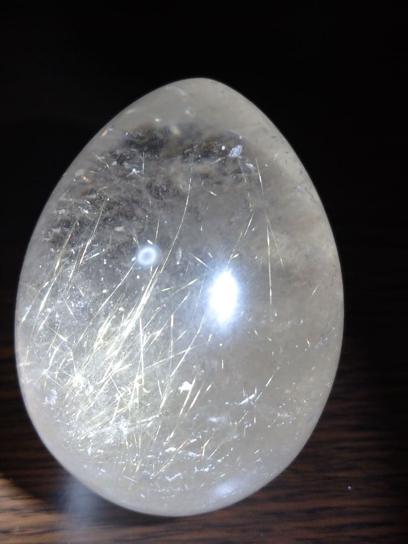 天然石■スモーキールチルクォーツ■虹入り■エッグ■卵■たまご■台座付き■レア