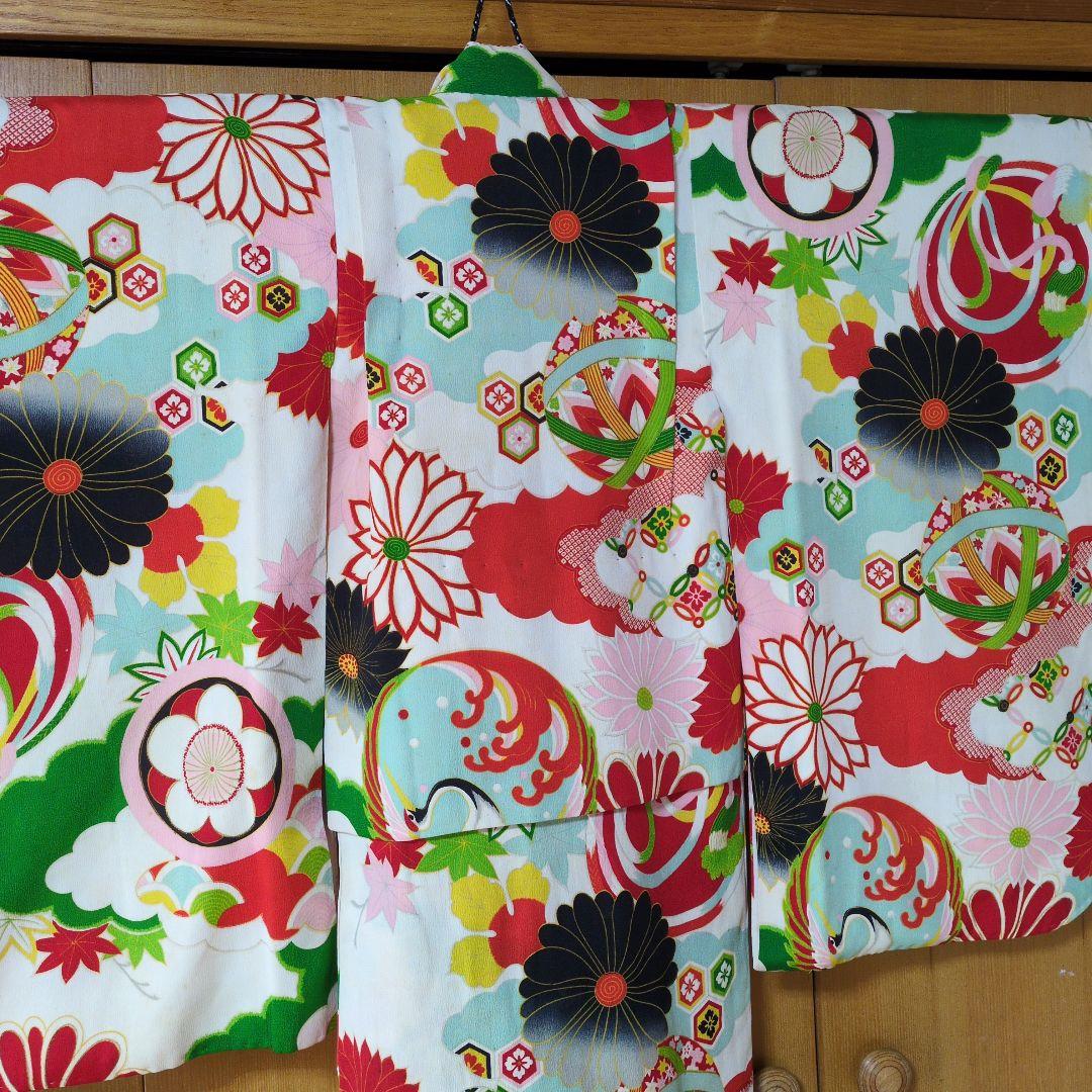 七五三３歳お着物と正絹総絞り手縫いの被布（袖無し長襦袢付き）