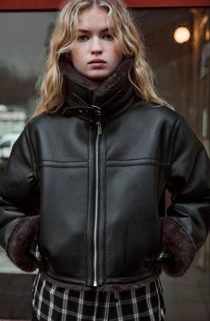 (専用)ZARA ダブルフェイス ムートンジャケット Lサイズ ブラック