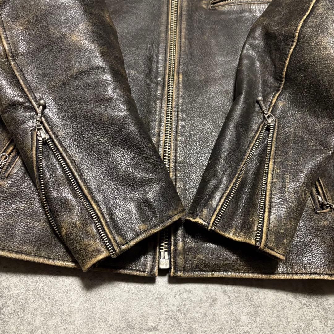 【エイジング】シングルライダース　M レザージャケット　ブルゾン　【36】