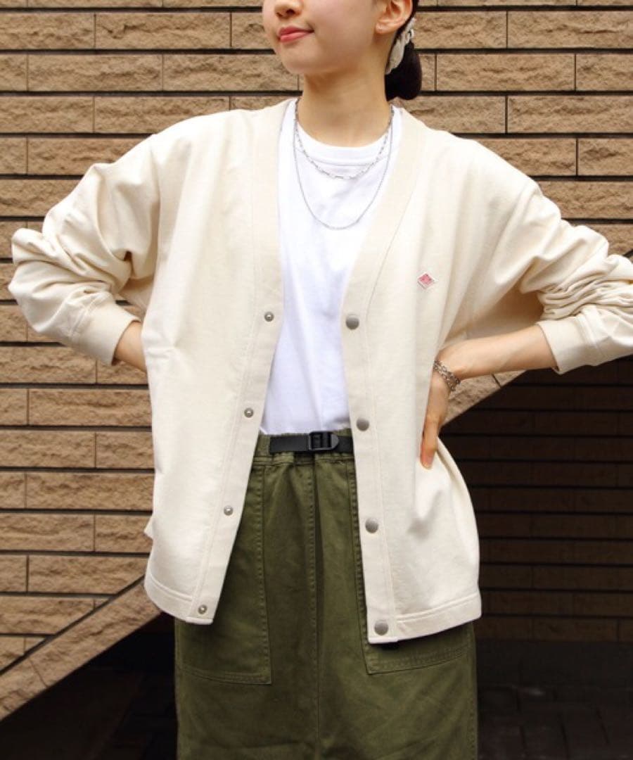 DANTON ドットボタンVネックカーディガン　42