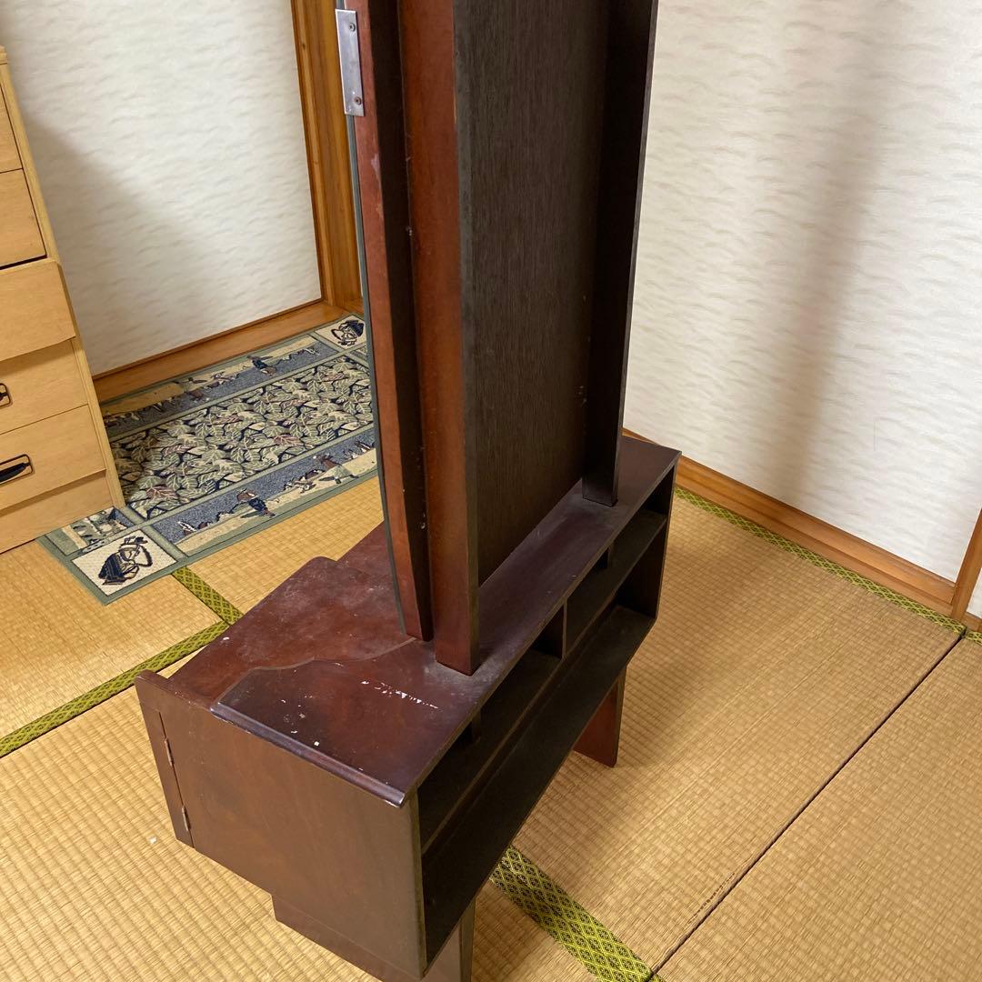一面鏡　ダークブラウン ドレッサー・鏡台 大きな鏡付き　昭和レトロ