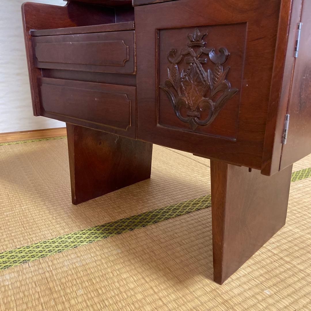 一面鏡　ダークブラウン ドレッサー・鏡台 大きな鏡付き　昭和レトロ