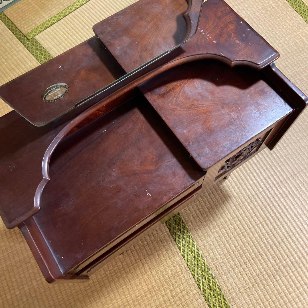 一面鏡　ダークブラウン ドレッサー・鏡台 大きな鏡付き　昭和レトロ