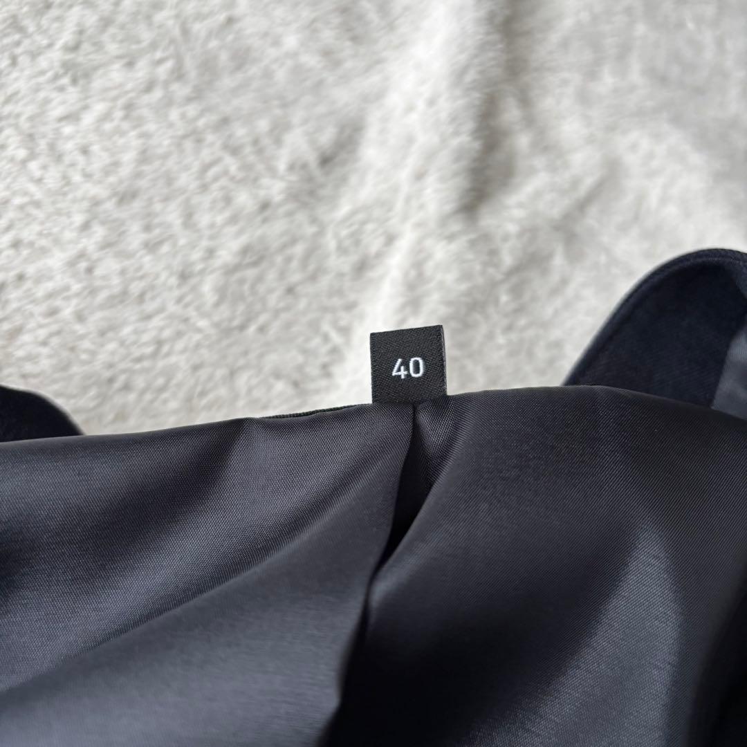 美品 INDIVI インディヴィ ノーカラー パンツスーツ ノーカラー L