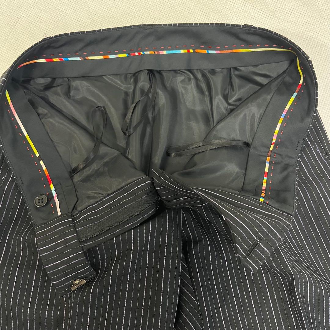 ポールスミス　ブラック　スーツ　セットアップ　ストライプ　40 花柄　黒　L