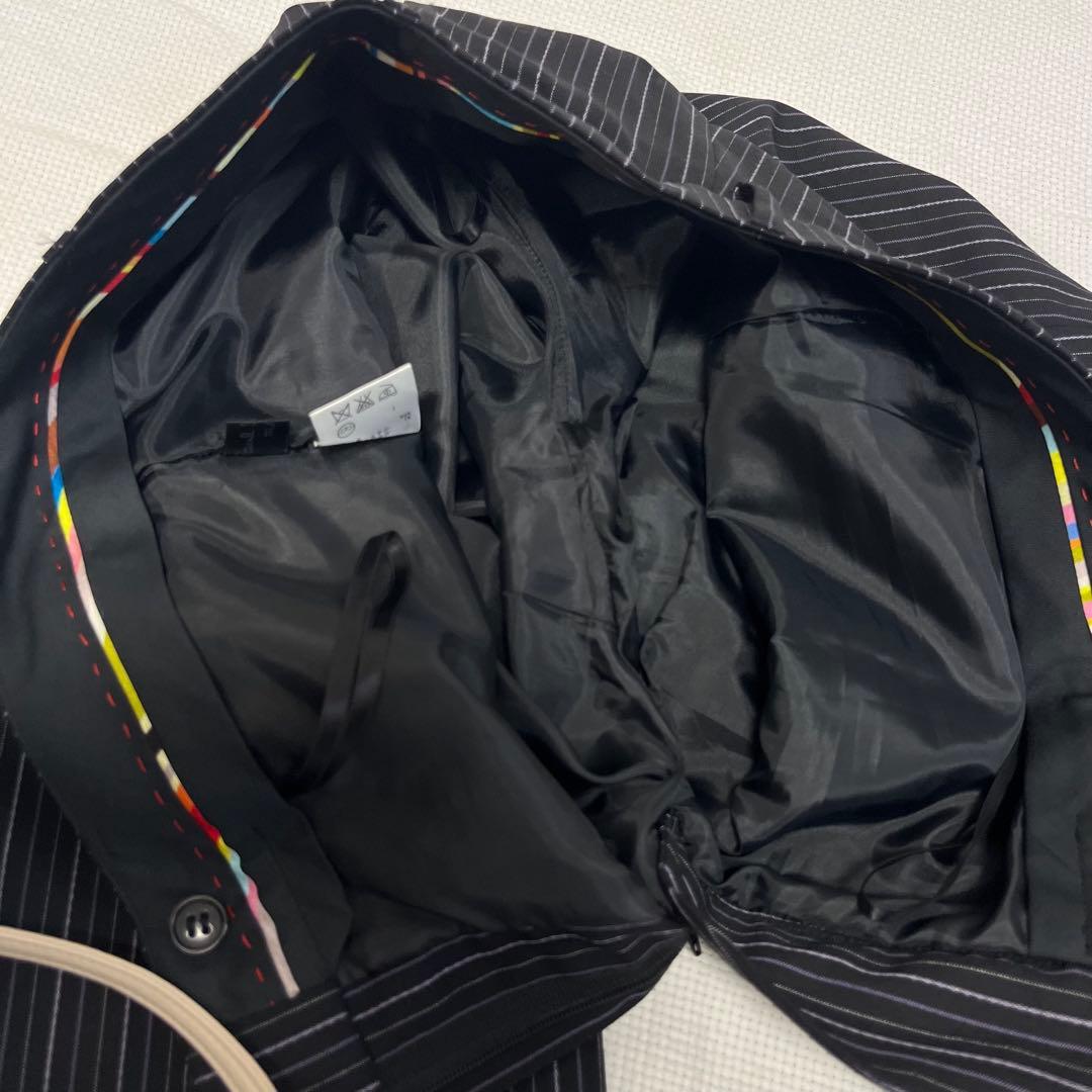 ポールスミス　ブラック　スーツ　セットアップ　ストライプ　40 花柄　黒　L