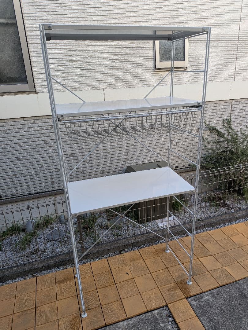 MUJI　無印良品　 スチールラック メタルシェルフ　ライトグレー　バスケット