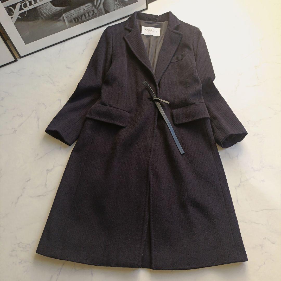 最高級 白タグ マックスマーラ アルパカ コート　ネイビー　38