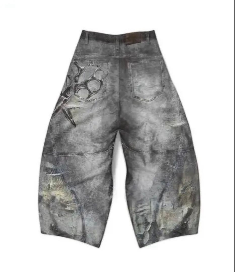 パンツ B6 PRINTED DENIM - BLACK VERSION