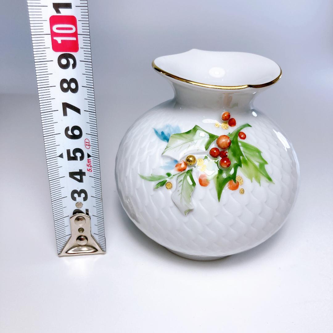 Meissen マイセン ヒイラギ 波の戯れ 花瓶 9cm　柊 |3165|☆