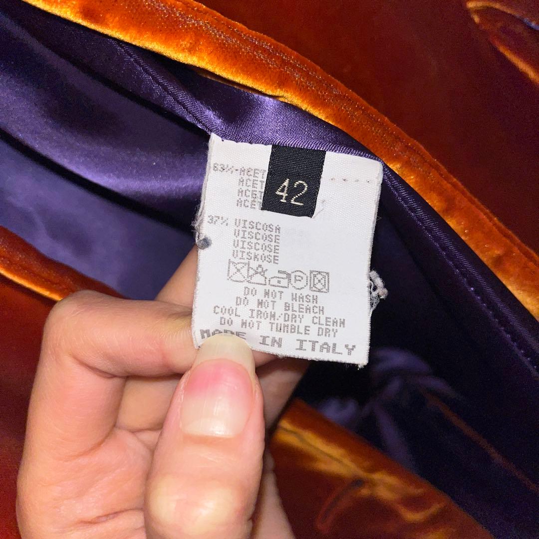 ETRO エトロ コート ベルベット ベロア オレンジ ロングコート