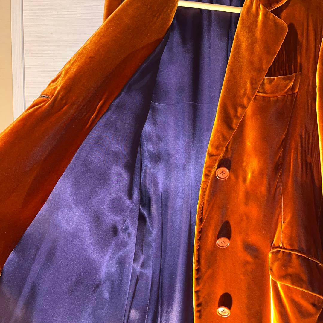 ETRO エトロ コート ベルベット ベロア オレンジ ロングコート