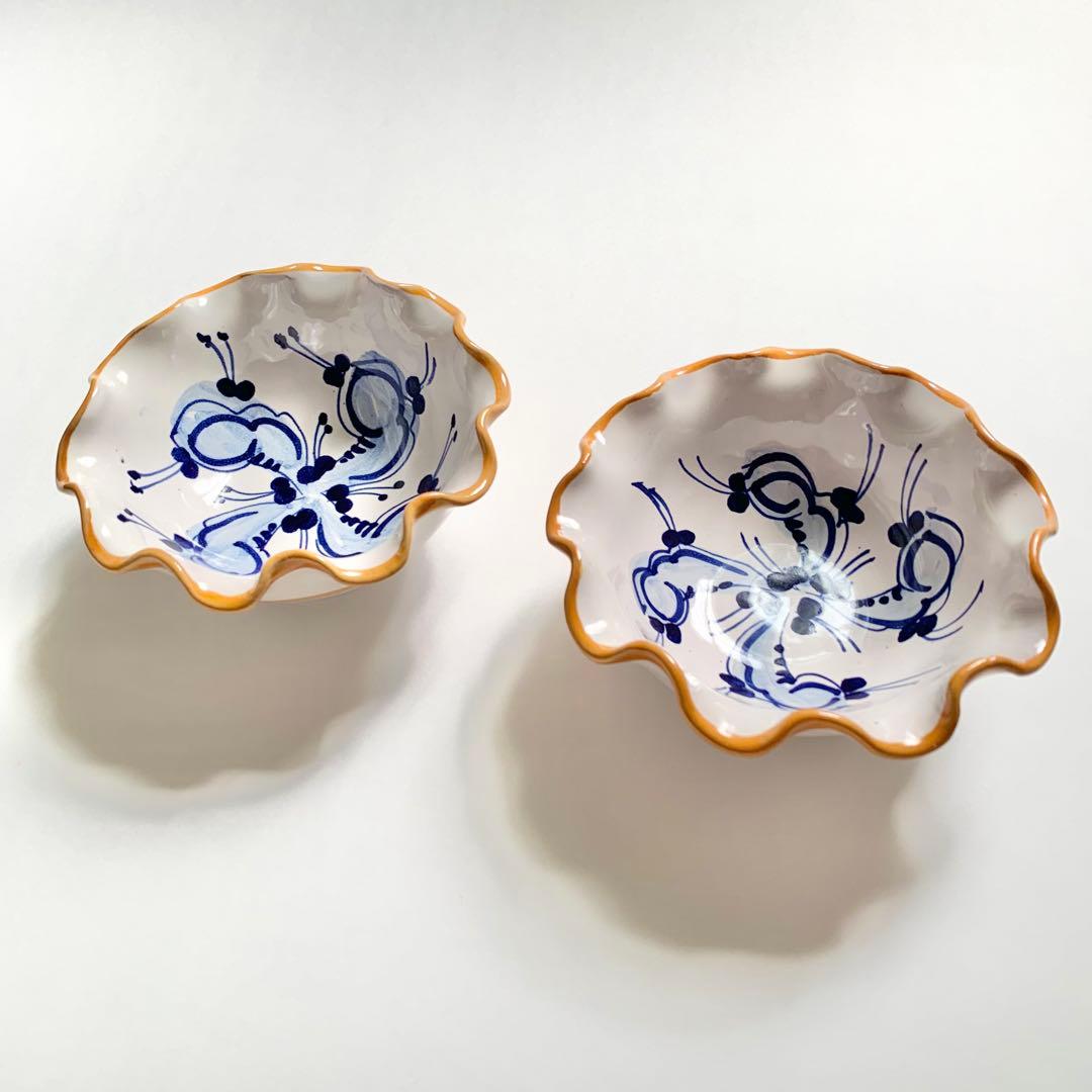 パスクワーレ社 フリル皿　オレンジ直径13cm高さ5cm２個セット