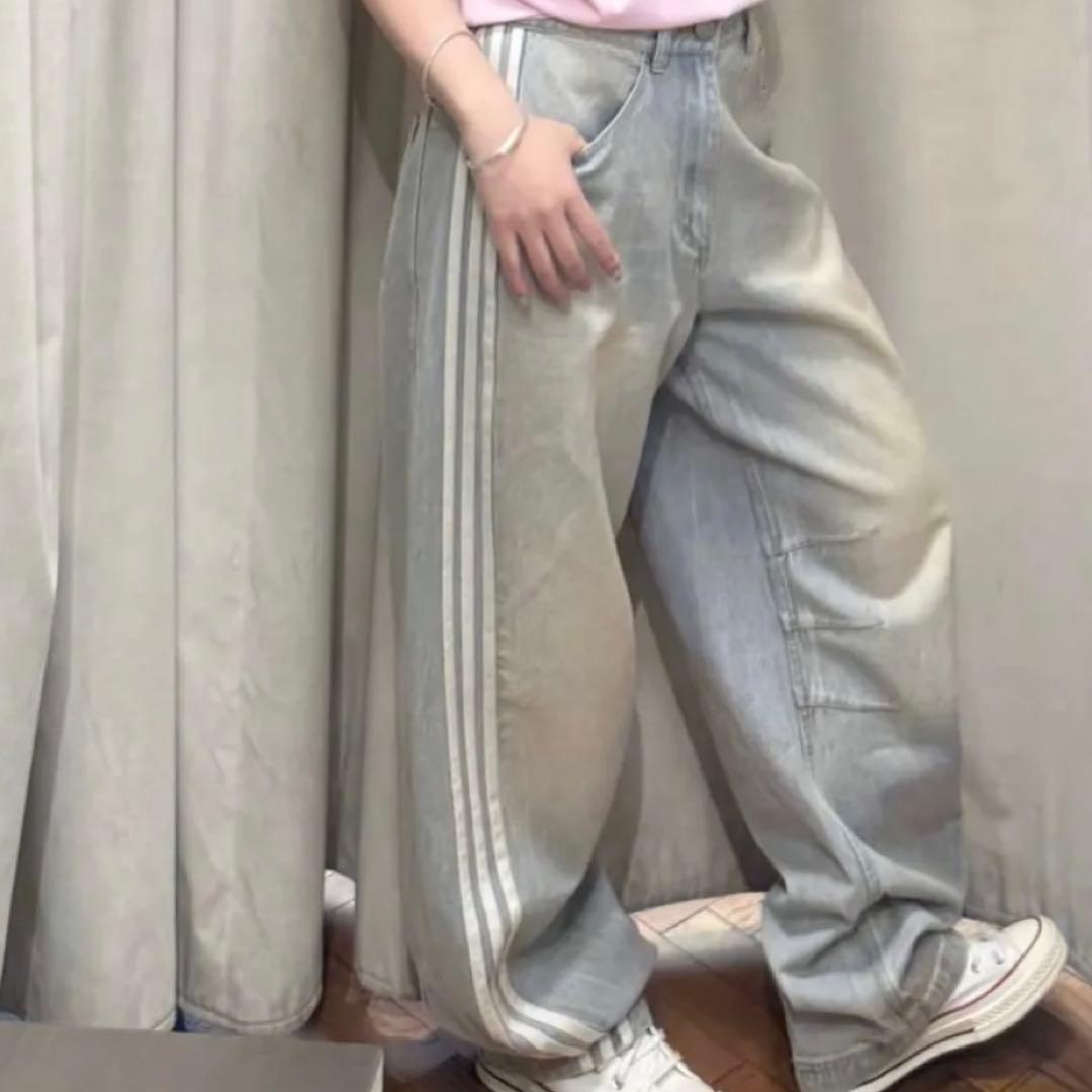 新品24⭐️ADILENIUM バナナフィット ブルー ウォッシュドデニムパンツ