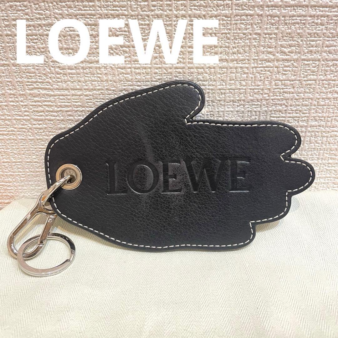 ロエベ　レザーハンドモチーフキーリング　ブラック　10R2510