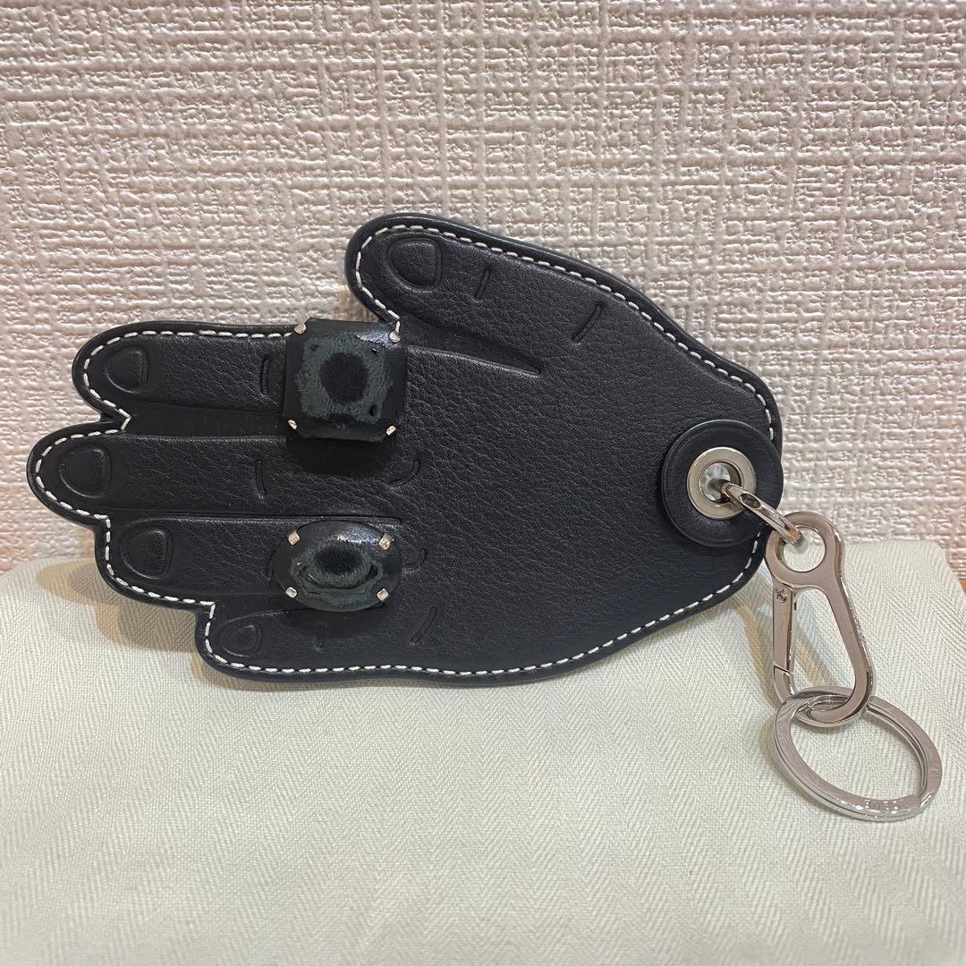 ロエベ　レザーハンドモチーフキーリング　ブラック　10R2510