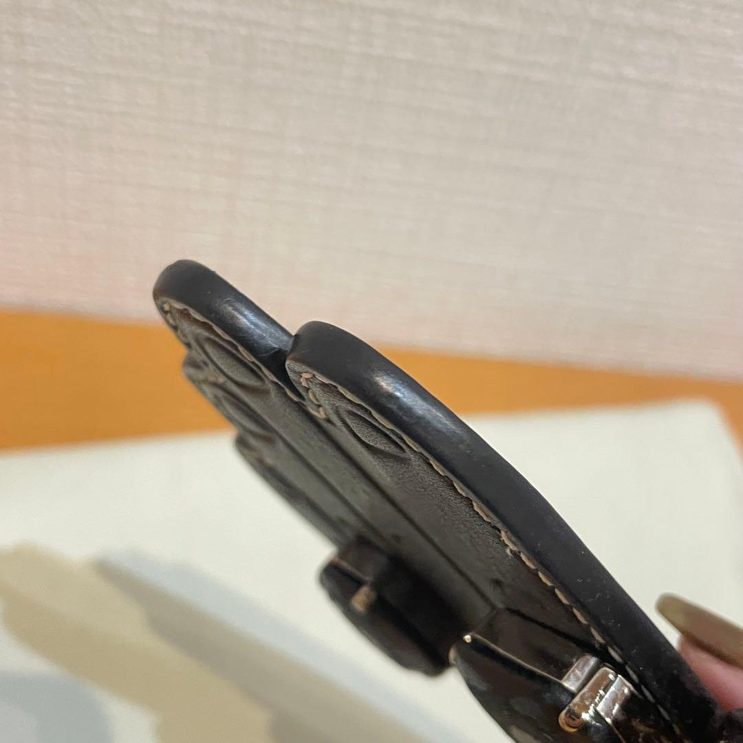 ロエベ　レザーハンドモチーフキーリング　ブラック　10R2510