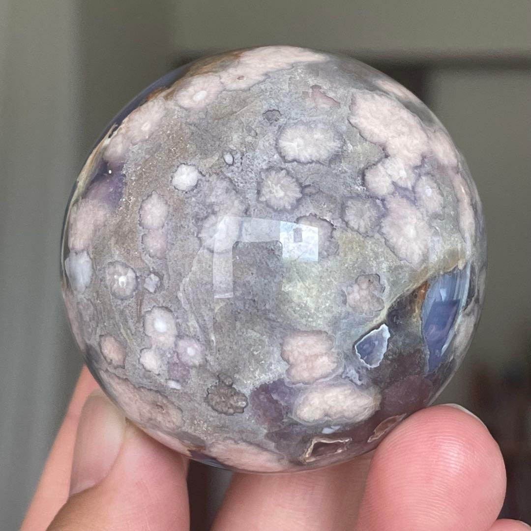 ブルー桜瑪瑙 スフィア 天然石 置物