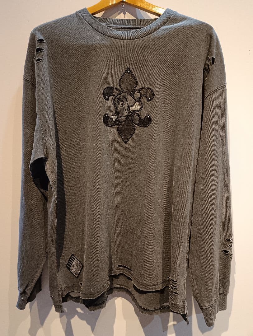 フルール・ド・リス刺繍 グレー長袖カットソー L ガルフィー