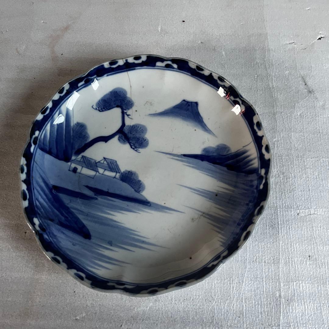 アンティーク　大皿　2枚セット　古伊万里　染付　江戸時代　刻印あり　吉