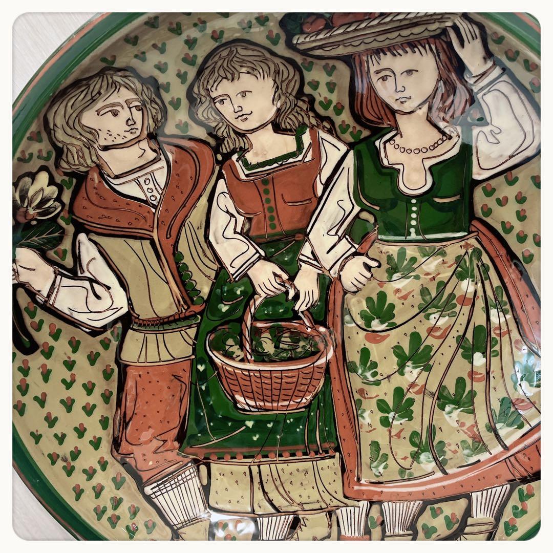 スイス　Schneider工房　ハンドペイント　ヴィンテージ大皿　レアサイズ