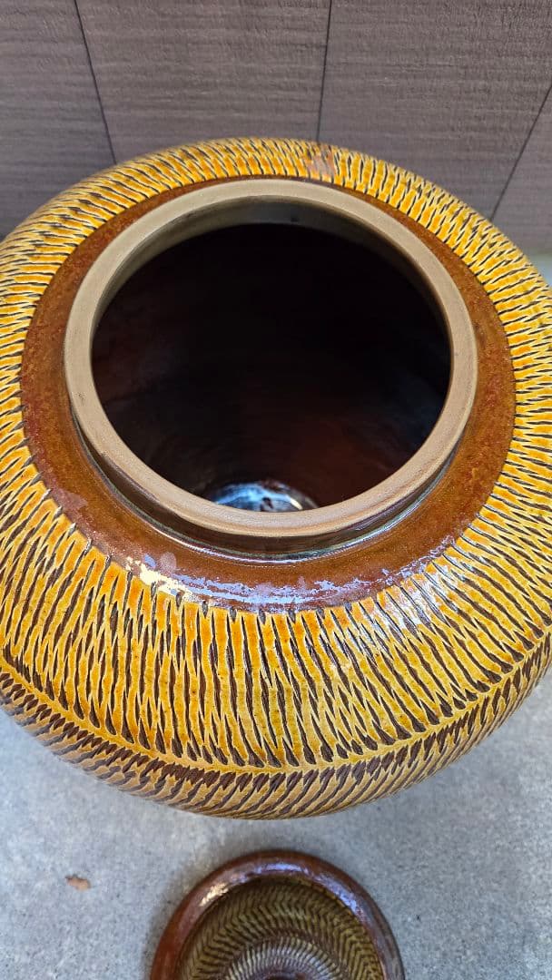 小鹿田焼 坂本浩二窯 大壺 民藝 飛びかんな