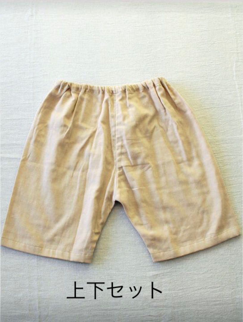 ダブルガーゼ手作りパジャマ 上下セット80-90cm