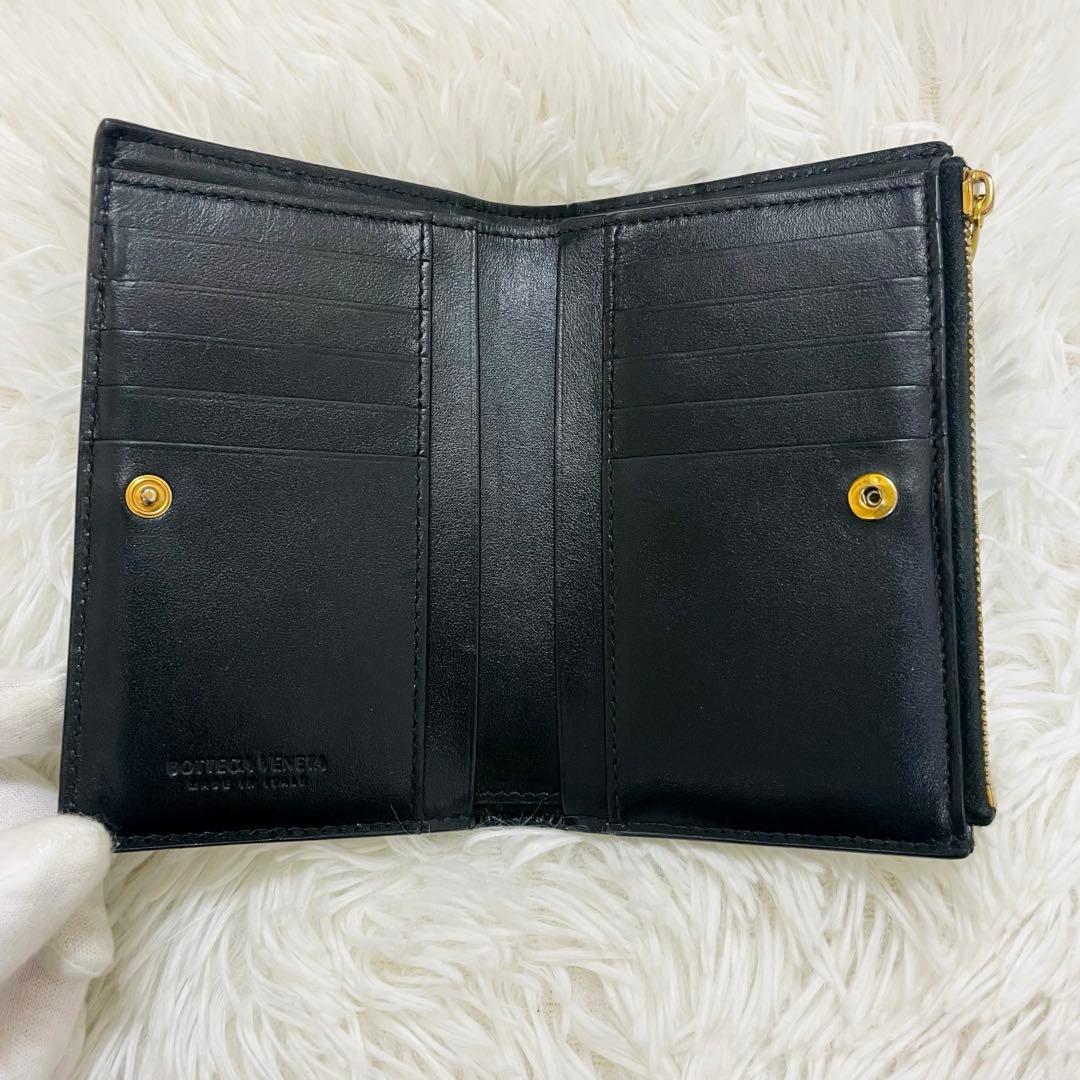 極美✨ボッテガヴェネタ 二つ折り財布 カセット レザー ブラック