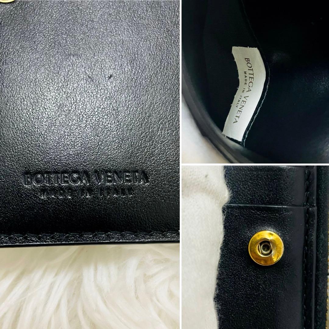 極美✨ボッテガヴェネタ 二つ折り財布 カセット レザー ブラック