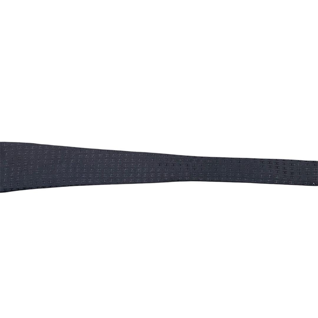 HERMES エルメス ネクタイ H織り Hロゴ 総柄　シルク ネイビー メンズ