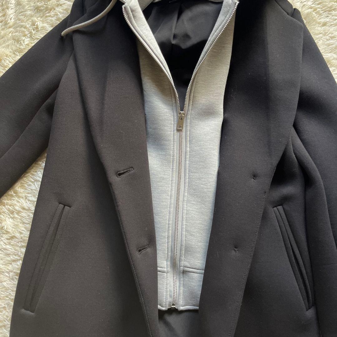 極美品　ZARA　チェスターコート　デタッチャブルフード コントラスト