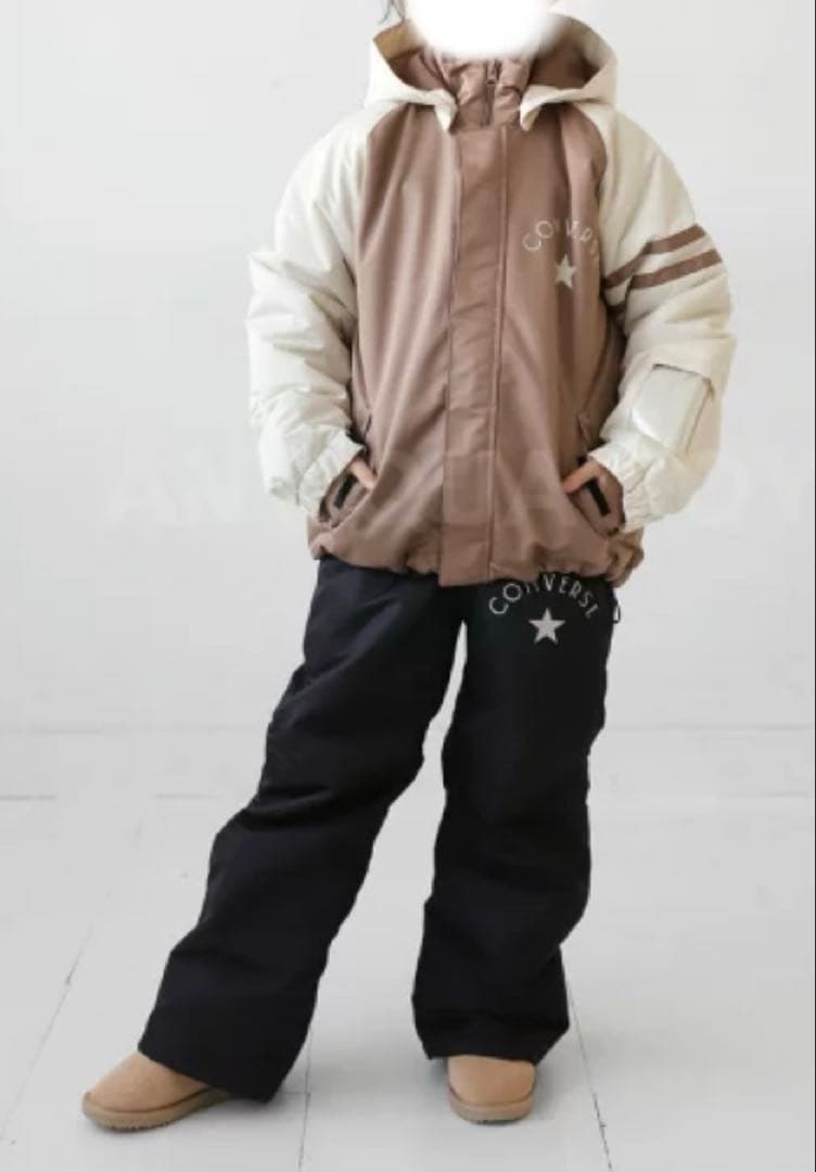 新品スキースノボウェア150コンバース上下セパレートセットサイズ調整可能男女兼用