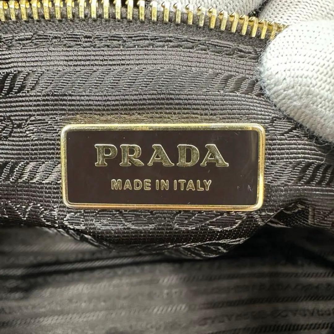 【美品】プラダ トートバッグ ナイロン グリーン 三角ロゴ