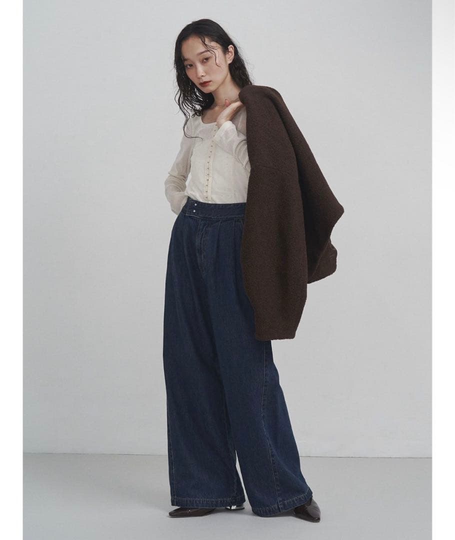 2WAYシアーベロアホックデザイントップス