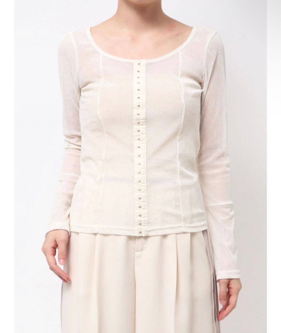 2WAYシアーベロアホックデザイントップス