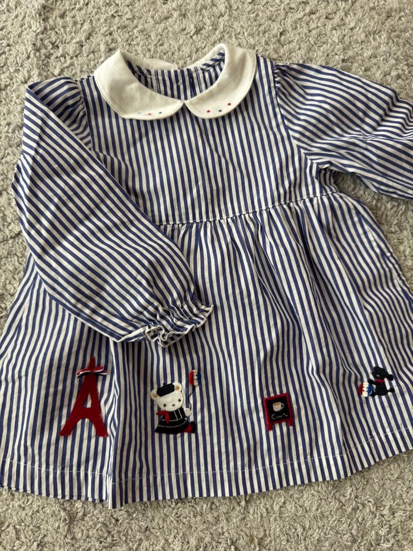 familiar ストライプワンピース 90 フォーマル