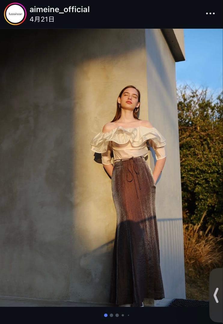 セパレートリボンマーメイドサテンスカート　Aimeine