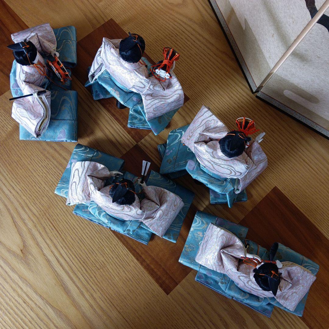 京雛人形☆五人囃子☆ 鼓持ち、笛、小太鼓、お拍子 ☆豪華京錦織☆　セット品