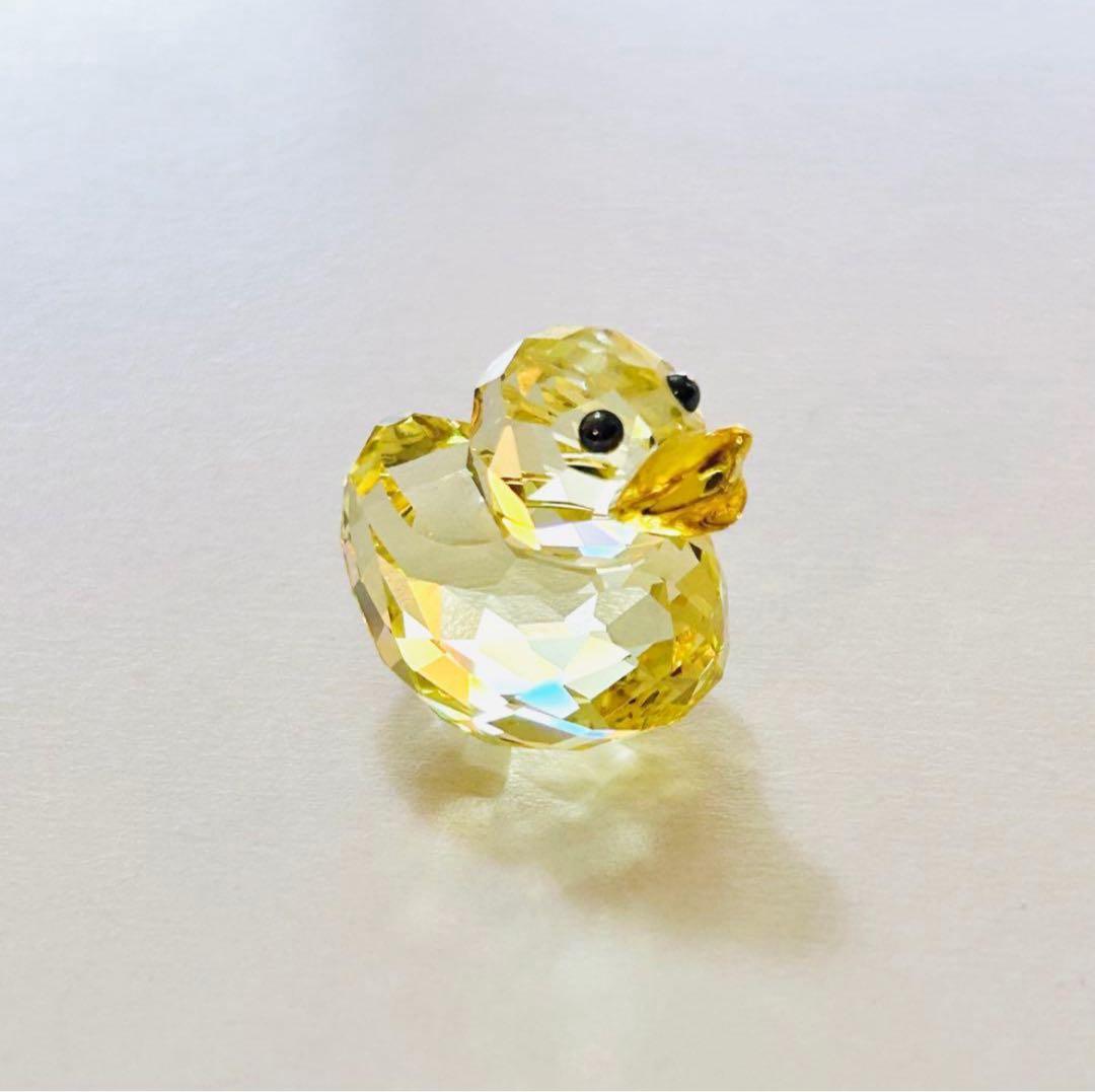 878【レアカラー黄色】金運UP⁈ハッピーダック／SWAROVSKIフィギュリン