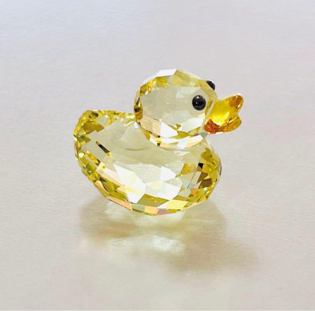 878【レアカラー黄色】金運UP⁈ハッピーダック／SWAROVSKIフィギュリン