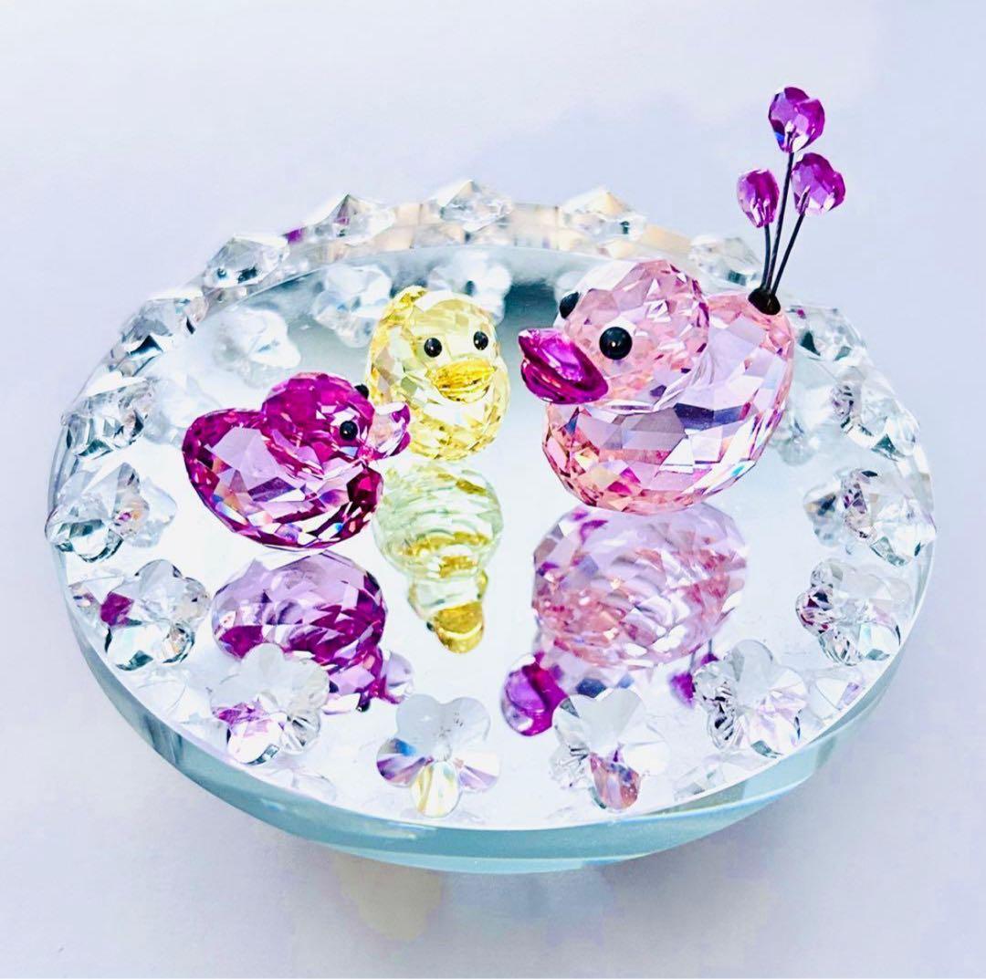 878【レアカラー黄色】金運UP⁈ハッピーダック／SWAROVSKIフィギュリン