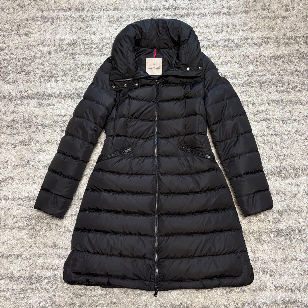 【美品】MONCLER フラメッテ ダウンコート ブラック サイズ1