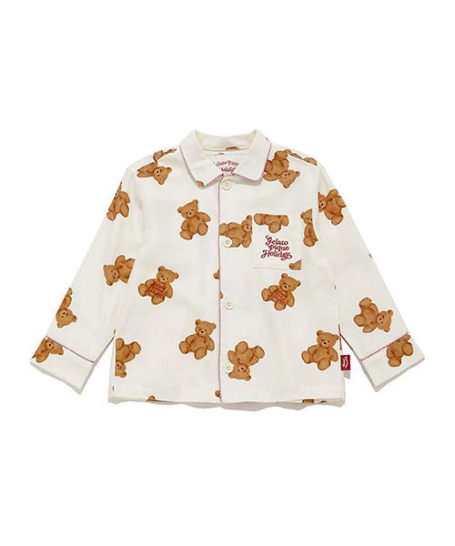 ジェラートピケ　100cm 新品　HOLIDAY ベア柄パジャマ　上下セット