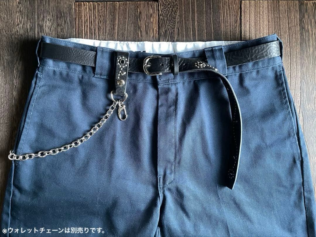 スタッズナローロングベルト　2.4cmシルバーシボ　フラワー　HTC CALEE