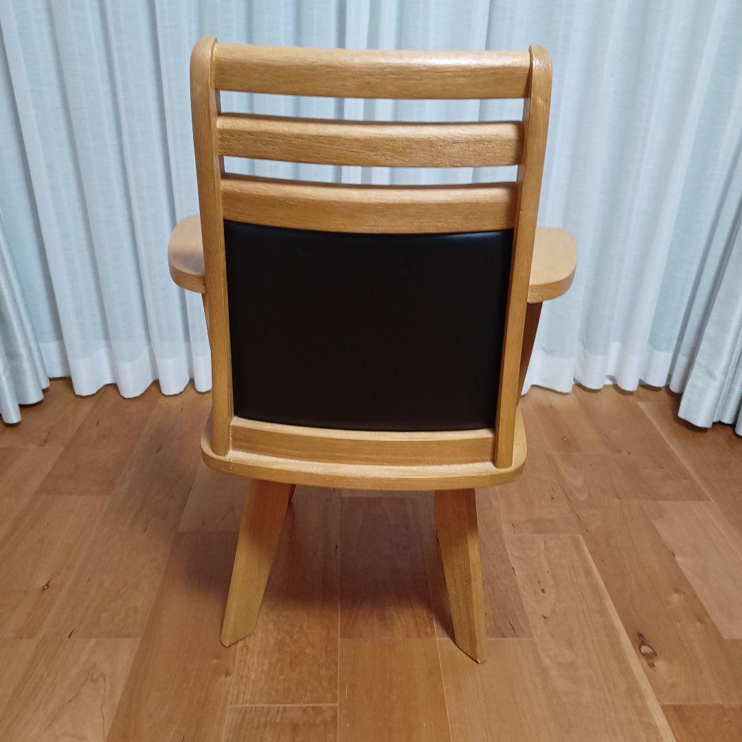 マナベインテリアハーツ 肘掛け付き回転イス チェアー 木製椅子 レザー 介護看護