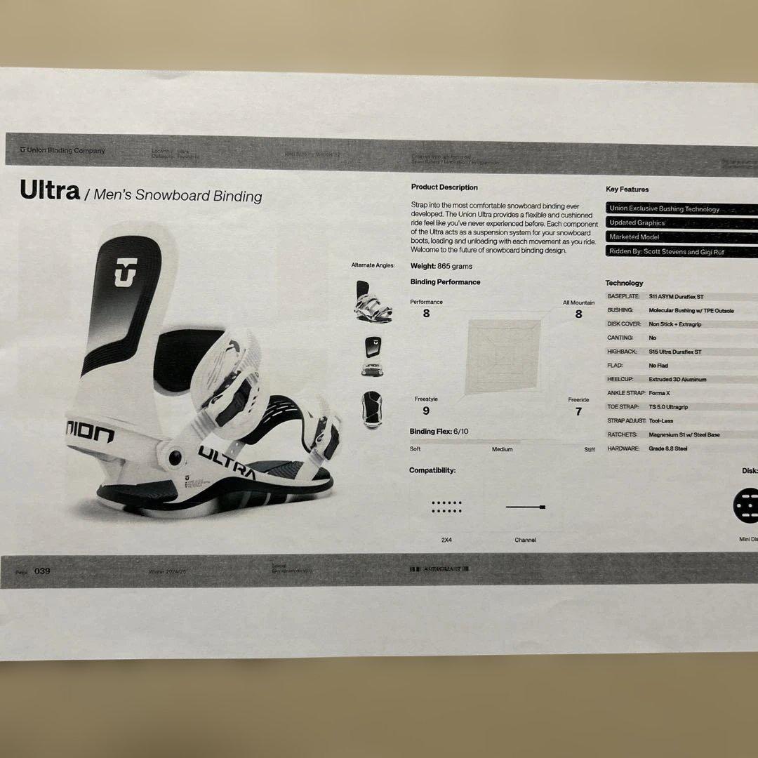 UNIONビンディング25/26ULTRAモデルWHTカラーMサイズ新品未使用