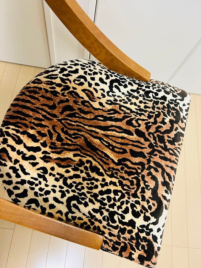 【希少】ヴィンテージ 木製 デザインチェア ヒョウ柄