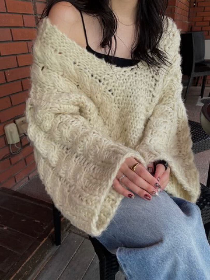 efu HAND CABLE KNIT アイボリー